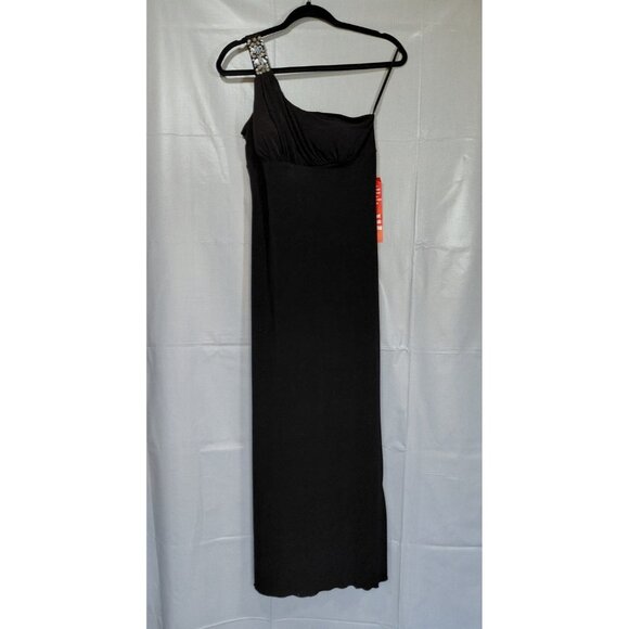 Y2K Sweet Storm One Shoulder Black Dress Med Beaded Long Formal Romantic Goth - Picture 1 of 13